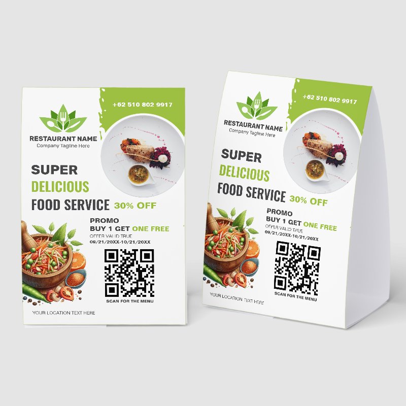 Restaurant QR Code Menu Custom Logo Food Photo Tab Paper Table Tent Table Tent Sign, Size: 4\\" X 6\\