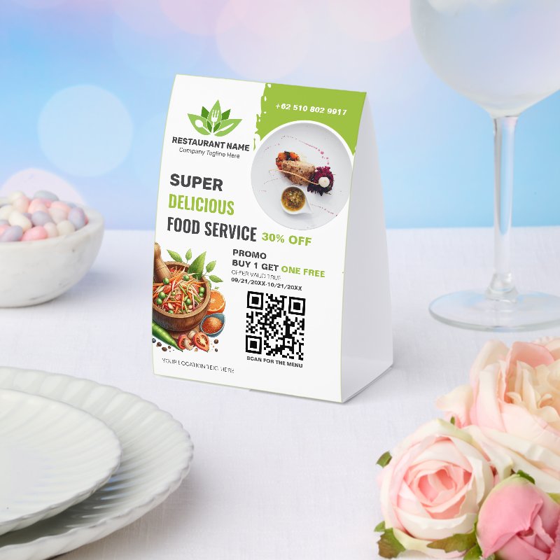 Restaurant QR Code Menu Custom Logo Food Photo Tab Paper Table Tent Table Tent Sign, Size: 4\" X 6\ 4 Restaurant QR Code Menu Custom Logo Food Photo Tab Paper Table Tent Table Tent Sign, Size: 4\\" X 6\\