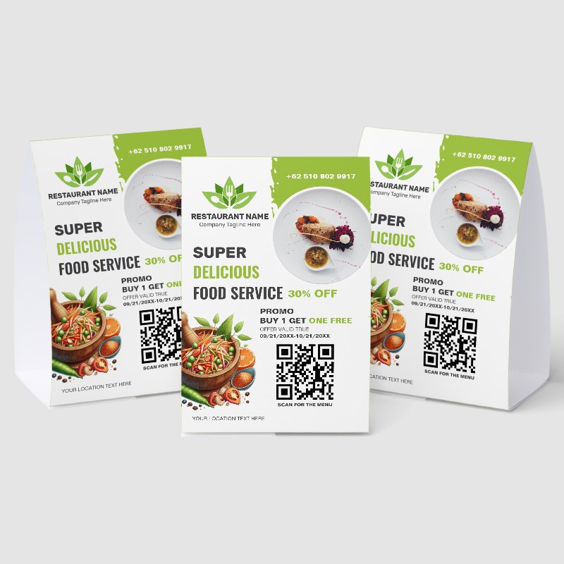 Restaurant QR Code Menu Custom Logo Food Photo Tab Paper Table Tent Table Tent Sign, Size: 4\" X 6\ 6 Restaurant QR Code Menu Custom Logo Food Photo Tab Paper Table Tent Table Tent Sign, Size: 4\\" X 6\\