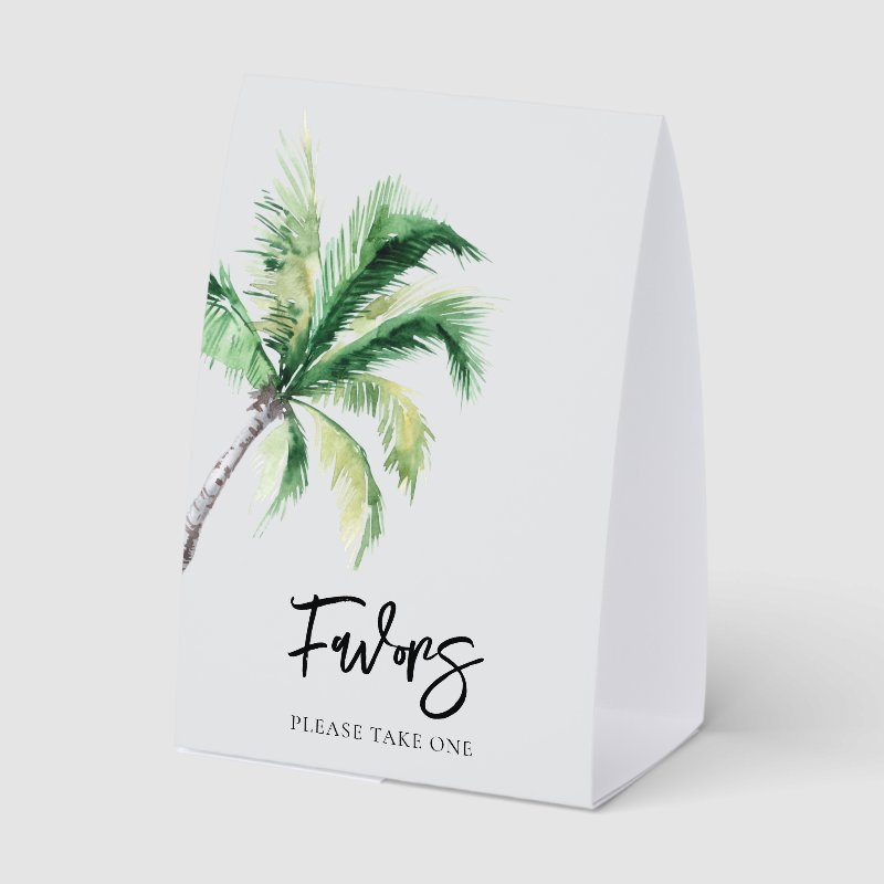 Palm Tree Coastal Destination Wedding Favors Paper Table Tent Table Tent Sign, Size: 4\\" X 6\\
