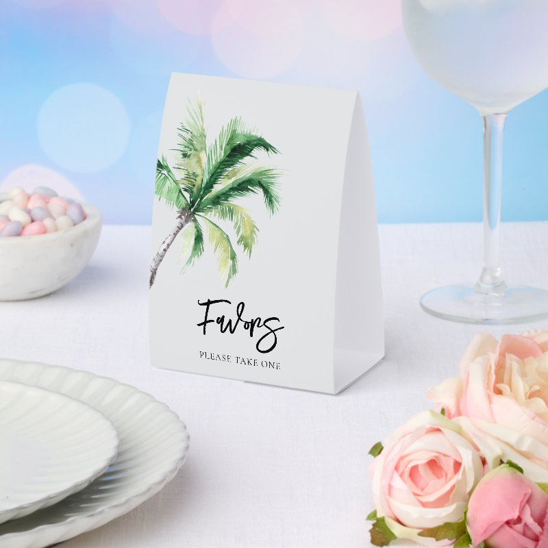 Palm Tree Coastal Destination Wedding Favors Paper Table Tent Table Tent Sign, Size: 4\" X 6\ 4 Palm Tree Coastal Destination Wedding Favors Paper Table Tent Table Tent Sign, Size: 4\\" X 6\\