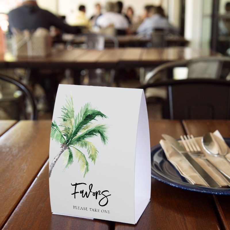 Palm Tree Coastal Destination Wedding Favors Paper Table Tent Table Tent Sign, Size: 4\" X 6\ 5 Palm Tree Coastal Destination Wedding Favors Paper Table Tent Table Tent Sign, Size: 4\\" X 6\\