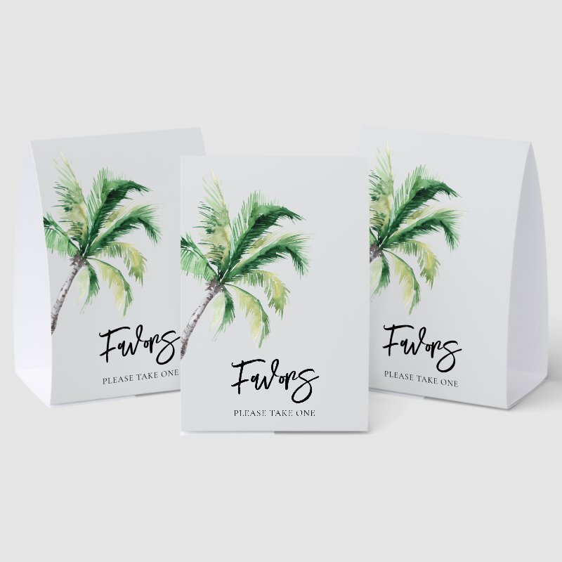 Palm Tree Coastal Destination Wedding Favors Paper Table Tent Table Tent Sign, Size: 4\" X 6\ 6 Palm Tree Coastal Destination Wedding Favors Paper Table Tent Table Tent Sign, Size: 4\\" X 6\\
