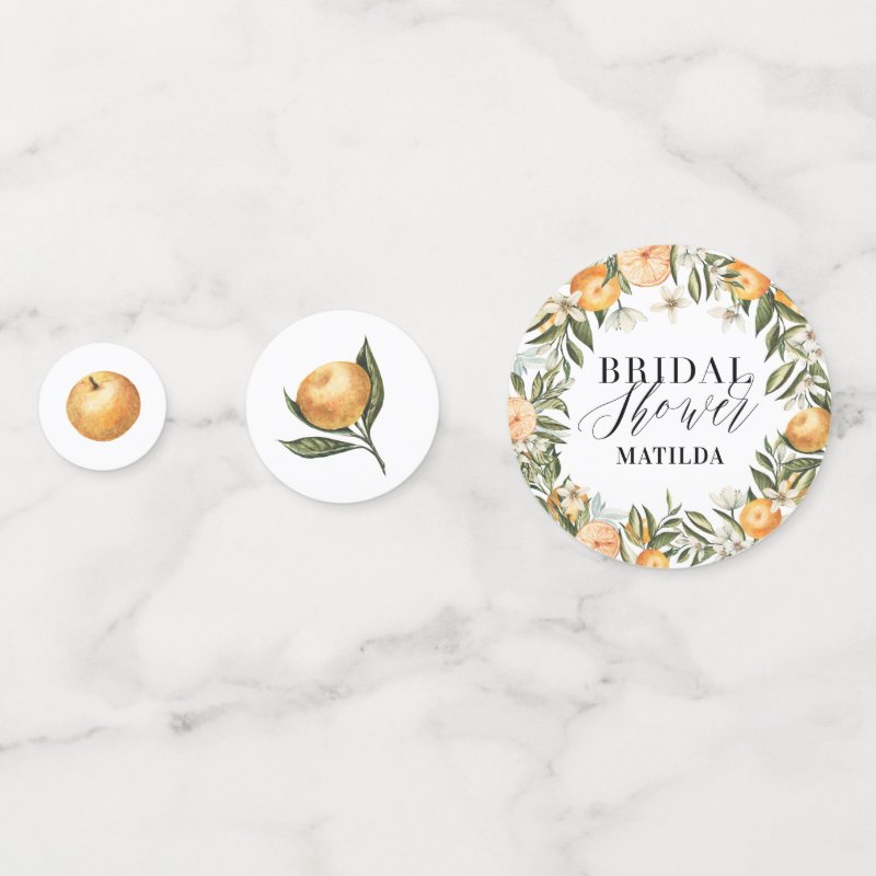 Citrus, orange blossom bridal shower party decor confetti Table Confetti