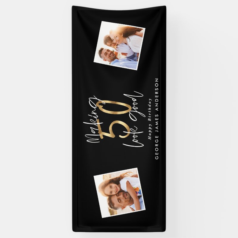 making 50 look good black and gold birthday banner Vinyl Banner, 2.5' x 6' 3 making 50 look good black and gold birthday banner Vinyl Banner, 2.5\' x 6\'