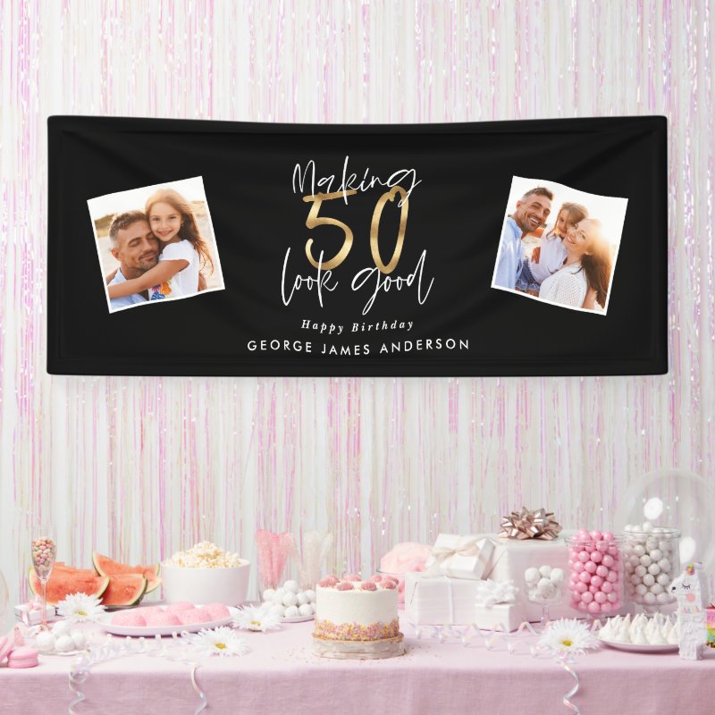 making 50 look good black and gold birthday banner Vinyl Banner, 2.5' x 6' 6 making 50 look good black and gold birthday banner Vinyl Banner, 2.5\' x 6\'