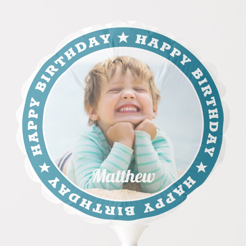 Happy Birthday Simple Modern Custom Photo Balloon Small Air-Filled Balloon Round Custom Balloon