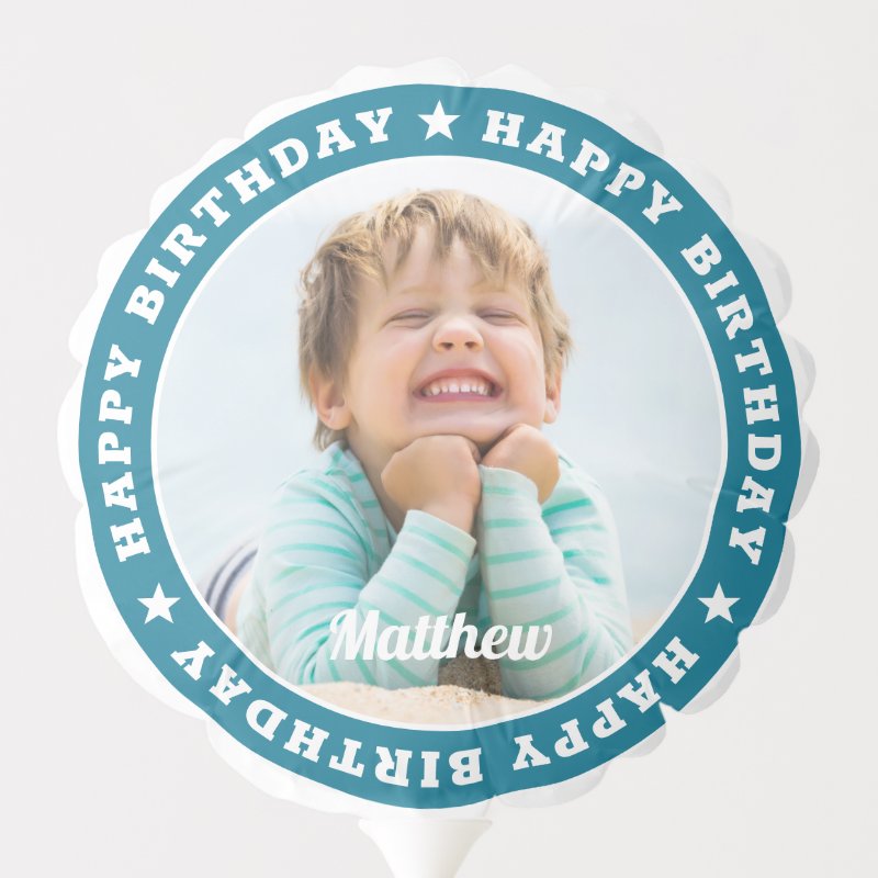 Happy Birthday Simple Modern Custom Photo Balloon Small Air-Filled Balloon Round Custom Balloon