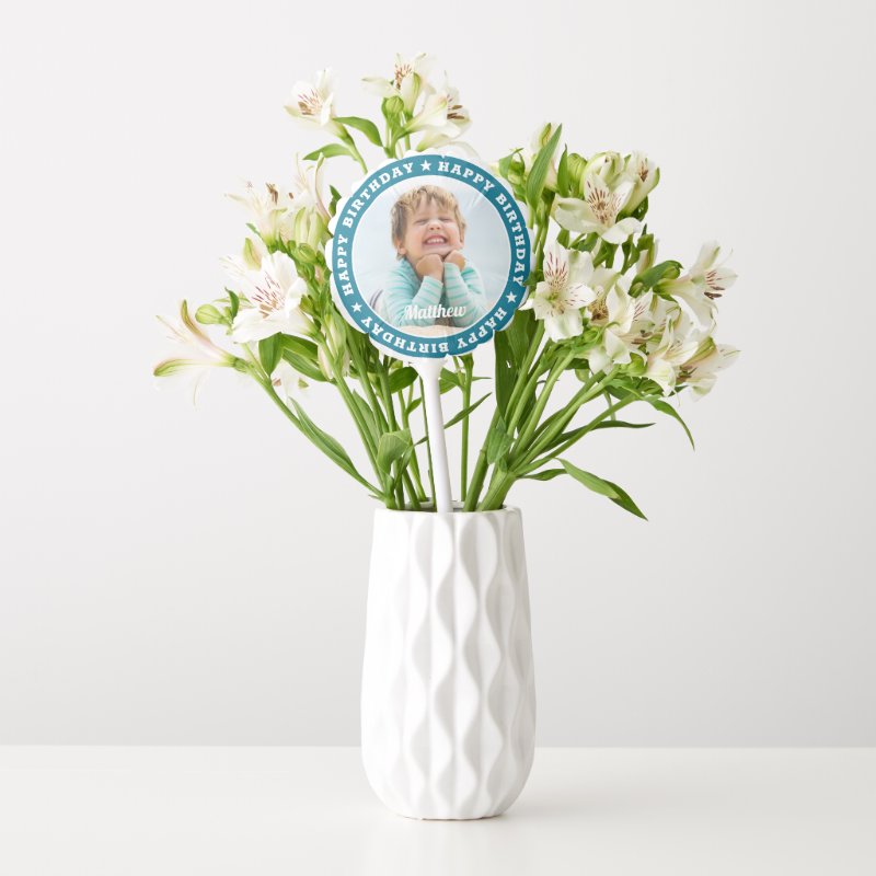 Happy Birthday Simple Modern Custom Photo Balloon Small Air-Filled Balloon Round Custom Balloon
