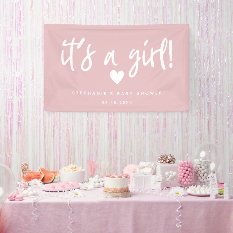 it's a girl Modern Pink Baby Shower Banner Vinyl Banner, 3' x 5' 4 it\'s a girl Modern Pink Baby Shower Banner Vinyl Banner, 3\' x 5\'