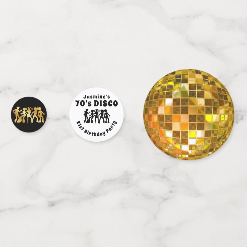 70\'s Disco Birthday | Gold Glitter Ball Confetti Table Confetti