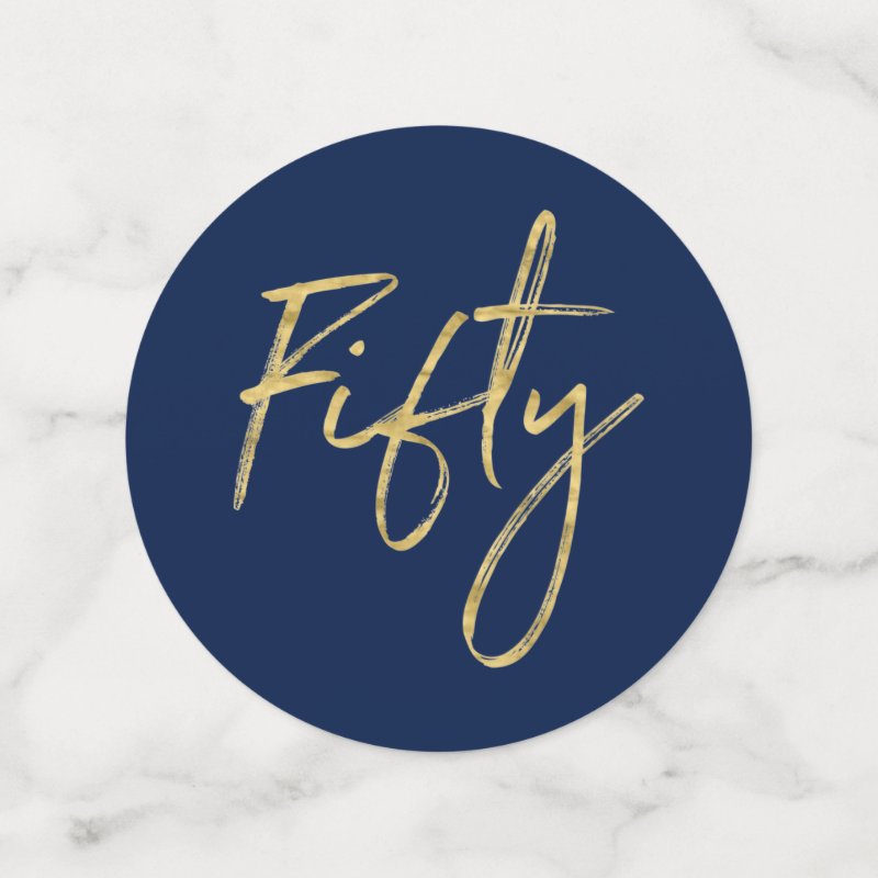 Fifty | Gold & Navy Modern 50th Birthday Party Confetti Table Confetti 6 Fifty | Gold & Navy Modern 50th Birthday Party Confetti Table Confetti