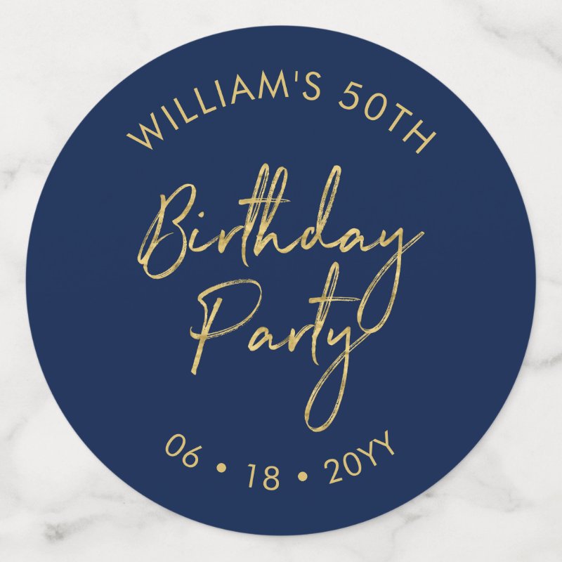 Fifty | Gold & Navy Modern 50th Birthday Party Confetti Table Confetti 7 Fifty | Gold & Navy Modern 50th Birthday Party Confetti Table Confetti