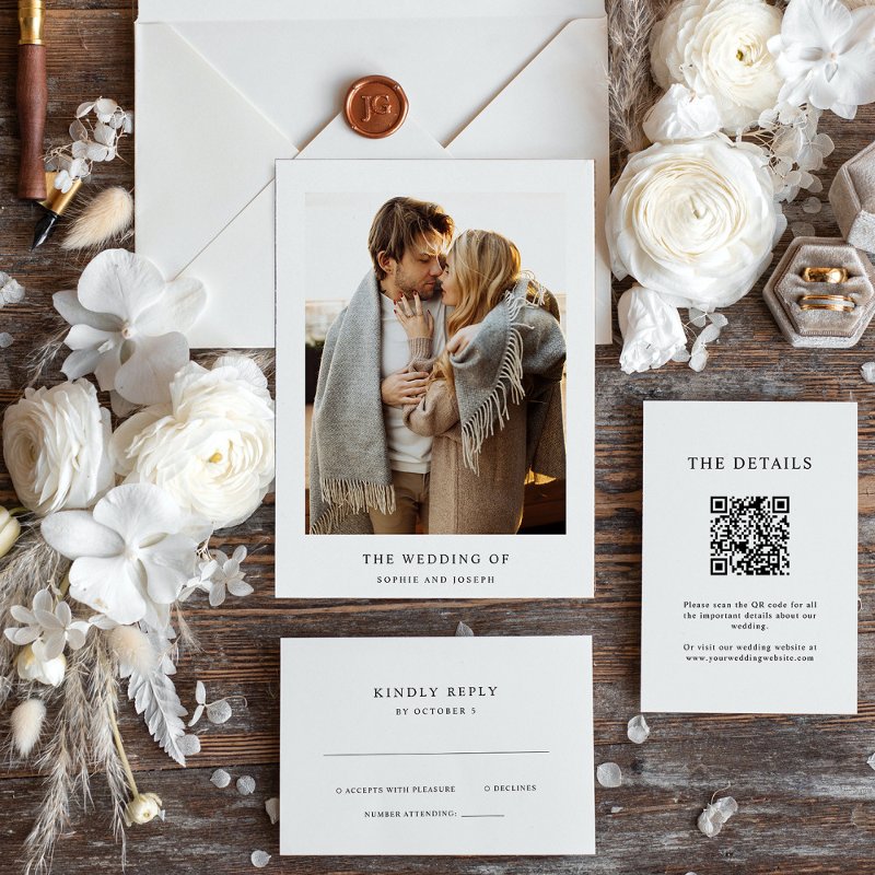 Simple Elegant Text and Photo | Wedding Save The Date 3.5\\" x 5\\" Flat Save The Date Card