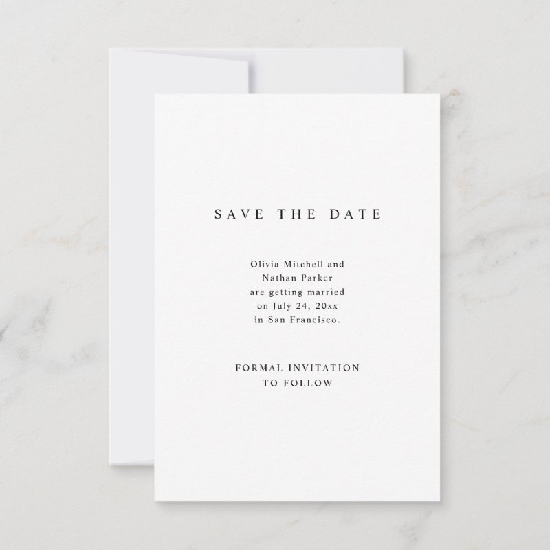 Simple Elegant Text and Photo | Wedding Save The Date 3.5\" x 5\" Flat Save The Date Card 6 Simple Elegant Text and Photo | Wedding Save The Date 3.5\\" x 5\\" Flat Save The Date Card