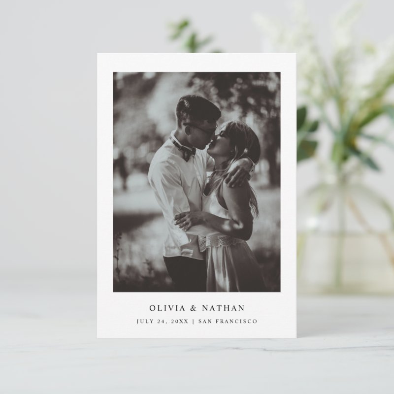 Simple Elegant Text and Photo | Wedding Save The Date 3.5\" x 5\" Flat Save The Date Card 7 Simple Elegant Text and Photo | Wedding Save The Date 3.5\\" x 5\\" Flat Save The Date Card
