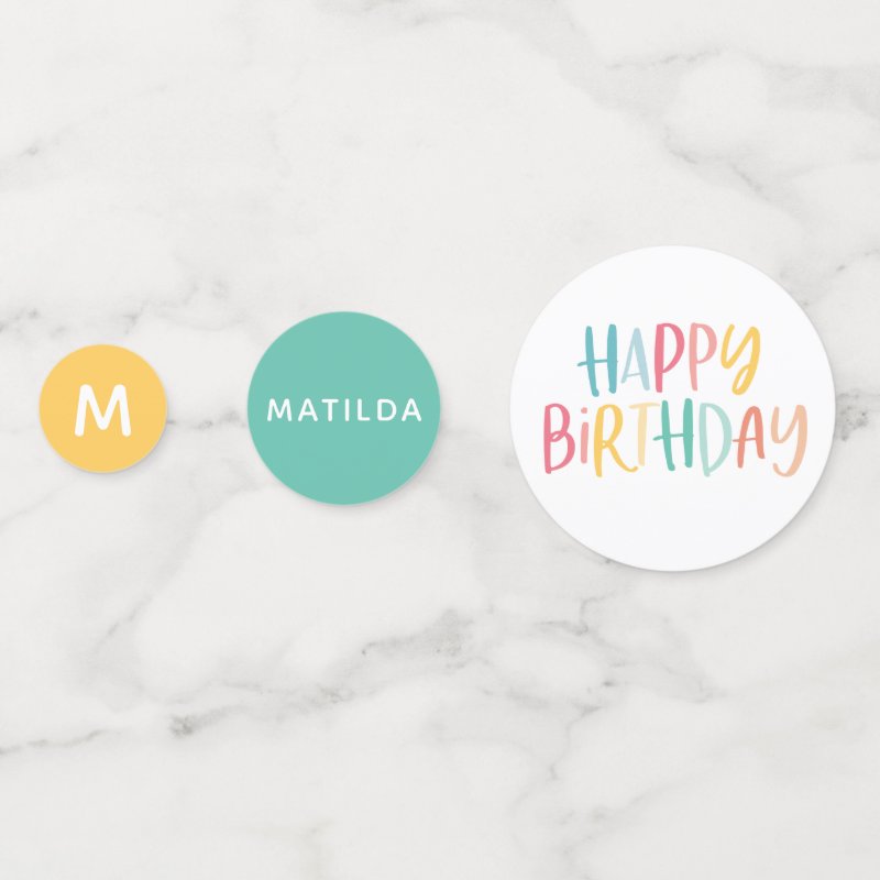 Bright colorful stripe and spot birthday decor confetti Table Confetti