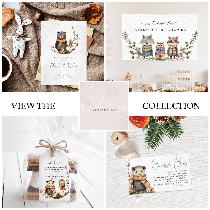 Cute Autumn Woodland | Baby Shower Welcome Banner Vinyl Banner, 3\' x 5\'