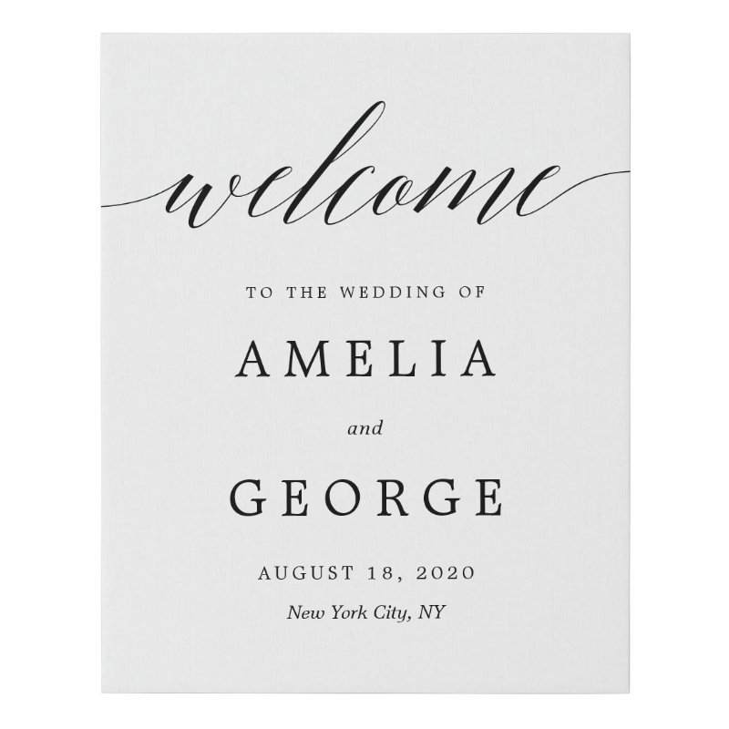 EDITABLE COLOR Welcome Sign Modern Script 16 x 20 Faux Wrapped Canvas