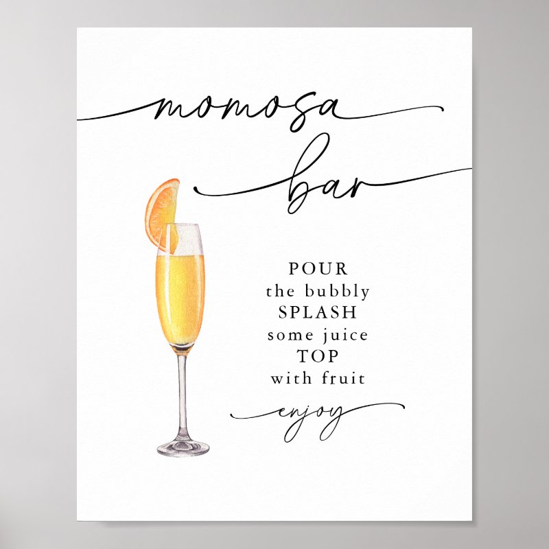Elegant Momosa Bar Baby Shower Sign Print, Value Poster Paper (Semi-Gloss)