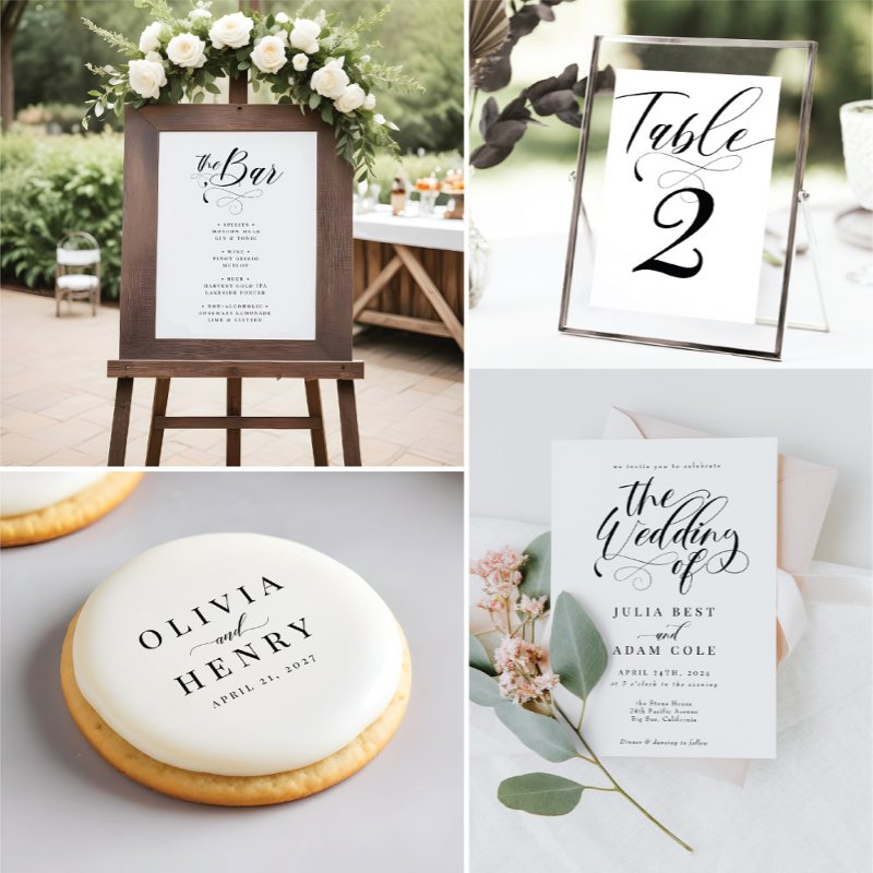 Classic Elegant Script Wedding Rehearsal Dinner Square Paper Coaster Custom Square Coasters