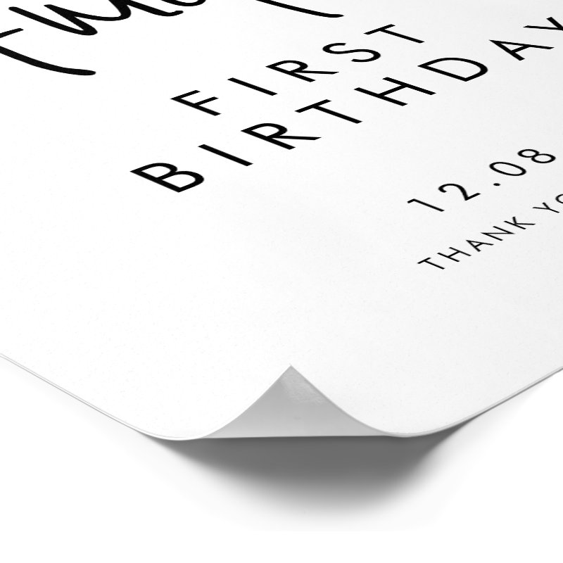 Black Handwritten Script First Birthday Welcome Poster Print, Value Poster Paper (Semi-Gloss)