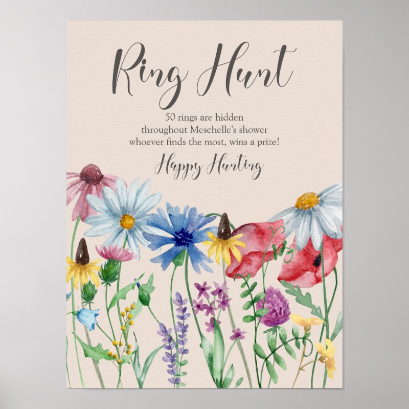 Ring Hunt Wildflower Charm Bridal Shower Game Poster Print, Value Poster Paper (Semi-Gloss)