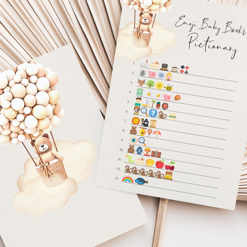 Bear Baby Shower Game Emoji Pictionary 5.5