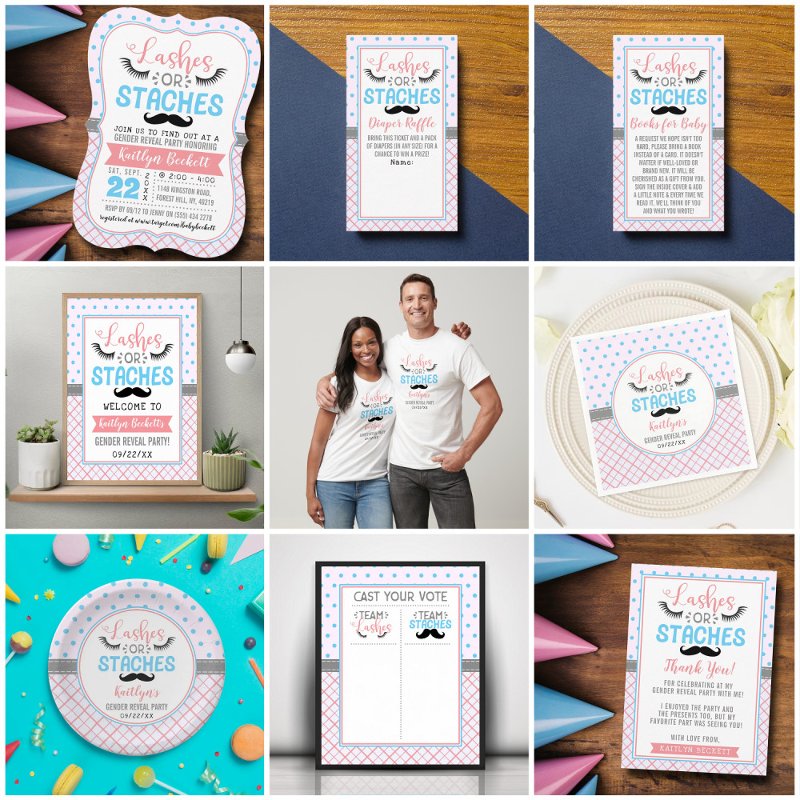 \\"Lashes Or Staches\\" Voting Sticker Chart Print, Value Poster Paper (Semi-Gloss)