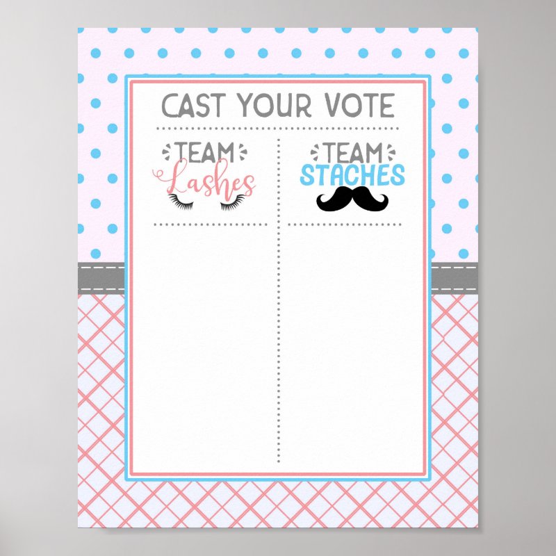 \\"Lashes Or Staches\\" Voting Sticker Chart Print, Value Poster Paper (Semi-Gloss)