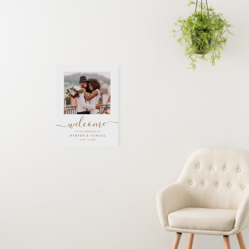 Elegant Gold Calligraphy Photo Wedding Welcome Foam Board Foam Core Board, Size: 18.00\" x 24.00\ 4 Elegant Gold Calligraphy Photo Wedding Welcome Foam Board Foam Core Board, Size: 18.00\\" x 24.00\\